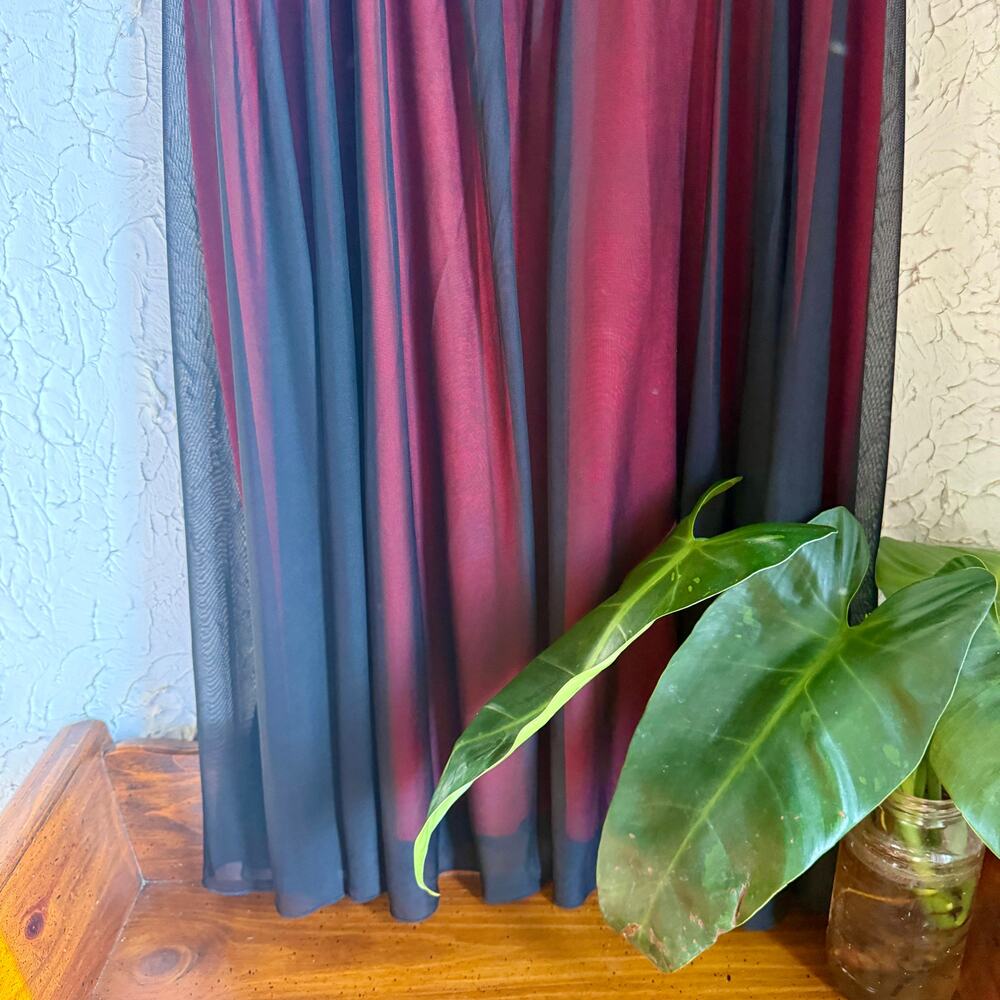 NorthStyle Burgundy Black Overlay Dress Women 14P Petite Sleeveless Ruched Waist - Picture 5 of 12